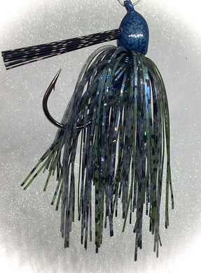 7/16 oz. Blue Double Trouble Real Fine Custom Lures Flipping Bass Jig