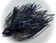 Load image into Gallery viewer, 3/8 oz. Black Blue Pearl Real Fine Custom Lures Arkie Bass Jig