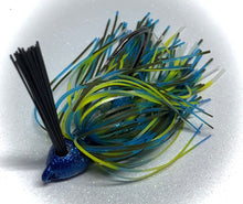 Load image into Gallery viewer, 3/8 oz. Disco Blue Real Fine Custom Lures Arkie Bass Jig