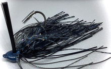 Load image into Gallery viewer, 3/8 oz. Blue Double Trouble Real Fine Custom Lures Arkie Bass Jig