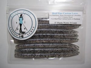 5" Clear Plastic Worm w/ Black Flake, 8 Count (#5009)